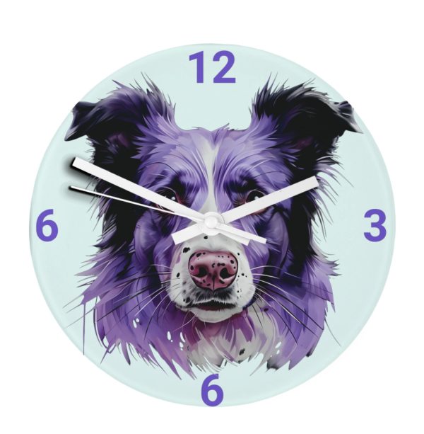 Border Collie Colourful Clock