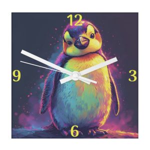 Penguin Colourful Clock
